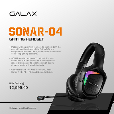 Gaming Headset by Galax Banner Ad banner ad branding design galax headphone gaming headset ad graphic design product design social media ad