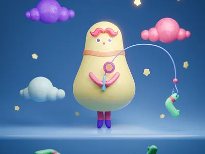 Supportive 3d blender character design clay character cycles render