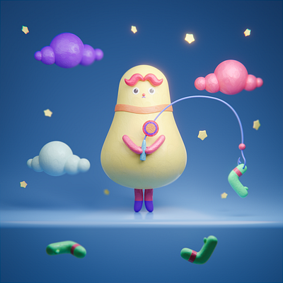 Supportive 3d blender character design clay character cycles render