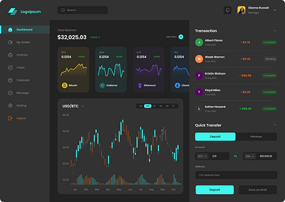 Cryptocurrency Dashboard 3d crypto crypto dashboard dashboard design graphic design illustration nft ui ui design ux website design