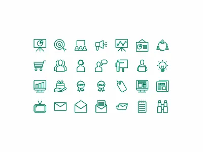 Marketing Icon audience buy chart icon illustration line mail management marketing media people sell tag