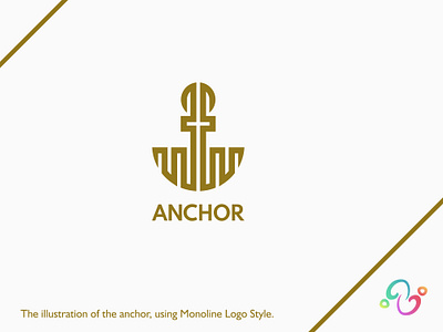 Anchor Logo anchor boat brand design brand designer cruise gold golden harbor line logo design logo designer logo for sale logo idea logo inspiration logomark logotype luxurious monoline ship zzoe iggi