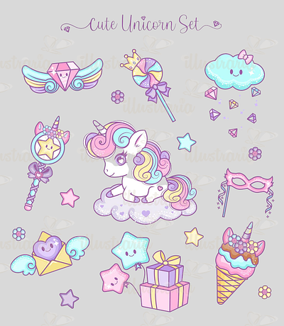 Cute Illustration Sets children illustration cute illustration kit illustration set unicorn