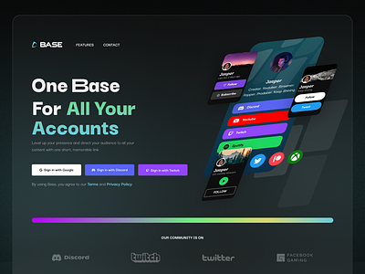 Base - One place to store all your accounts clean creative design digital flat interactive interface modern motion product service startup ui ux visual web website