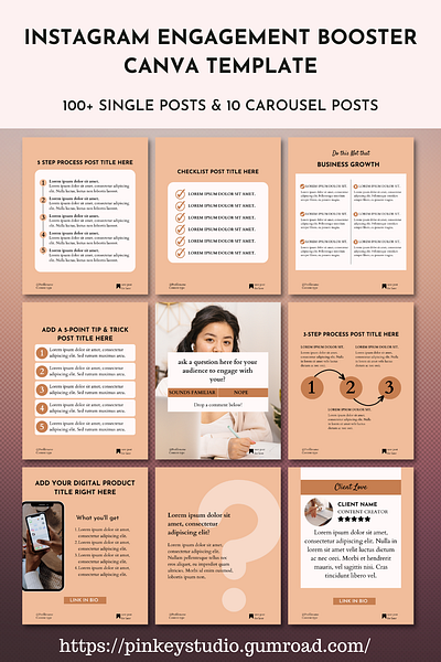 Instagram Post & Carousel Canva Templates for Engagement bloggers canva template coaches course creators freelancers graphic design instagram carousel posts instagram engagement posts instagram post graphics instagram post ideas