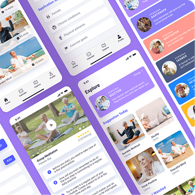 Fitness App for Elders clean ui elder fitness figma fitness app uxdesign video player
