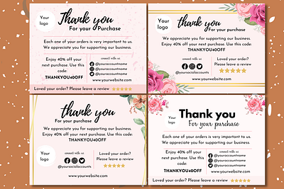 Thank you card for small business template business business card canva template etsy shop graphic design small business thankyou for business
