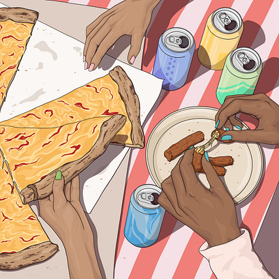 Pizza party digital illustration food food illustration illustration portraitillustration procreate