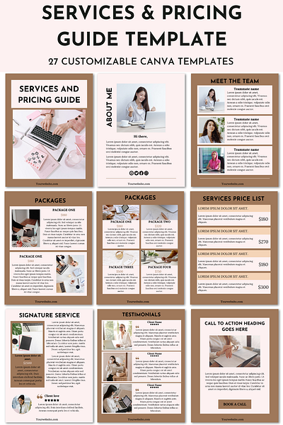 Services & Pricing Guide Canva Templates bloggers canva template coaches course creators freelancers graphic design price list guide services and pricing guide signature service