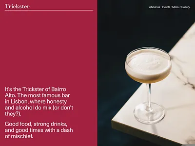 Trickster bar design readymag template web