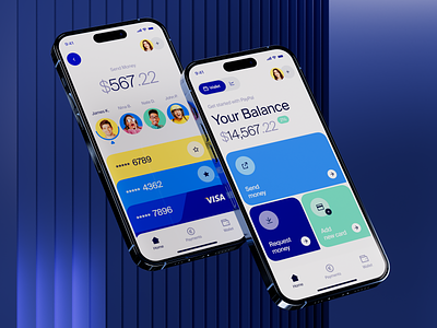 PayPal - digital style 3d analytics app balance cards colourful concept credit card design finance fintech fransfer ios mobile mobile app mockup money paypal ui ux
