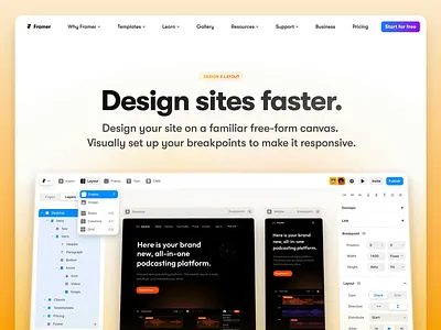 Design & Layout in Framer animation cards design features framer layout scroll sidebar web website