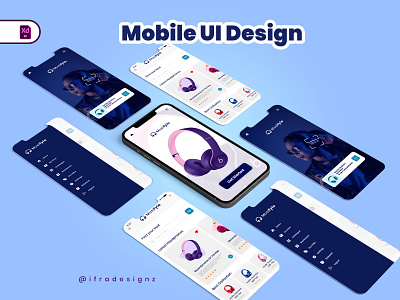 Headphone Mobile App UI Design ifra designz interface design landing page design mobile interface design mobile ui design ui uiux website ui design