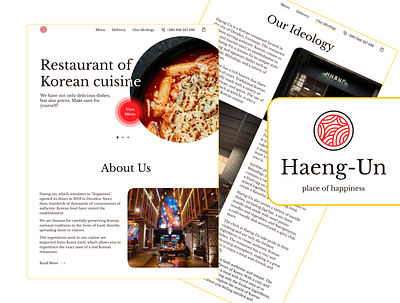 Landing page for restaurant of Korean cuisine | Haeng-Un landing page logo logo design restaurant landing page ui uxui web web design