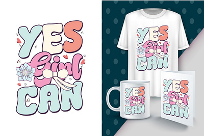 Yes Girl Can Quote T Shirt Design best t shirt design graphic design illustration logo power power girl power girl tshirt t shirt t shirt design