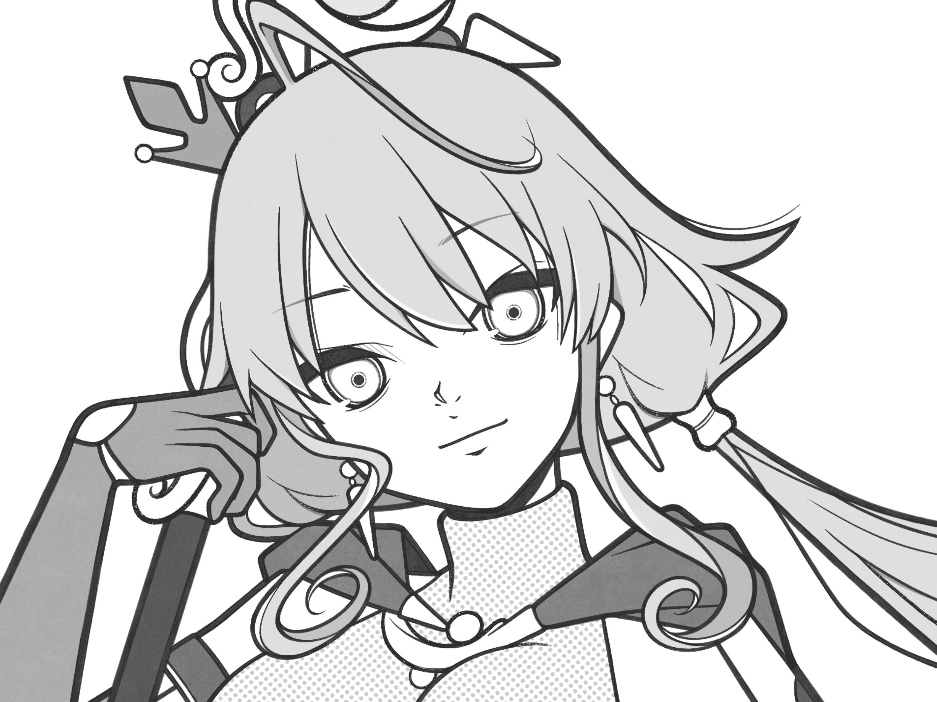 ramizel atelier black and white cartoon character character design comic drawing fanart game girl illustration line manga minimal monochrome pencil procreate simple