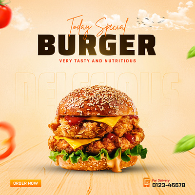 Burger Poster Design banner branding design graphic design illustration logo poster design typography vector