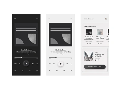 Books and Audiobooks app app audiobook black and white blackwhite book boooks ecommerce mobile neomorphic read ui ux