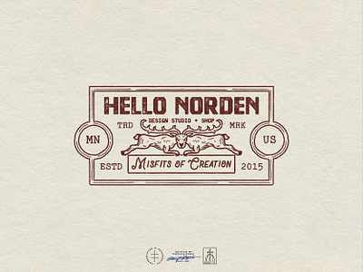 Hello Norden animal animals badge brand identity branding branding design illustration illustrator label label design labels logo logo design monochromatic monochrome patch sticker tag vintage visual identity