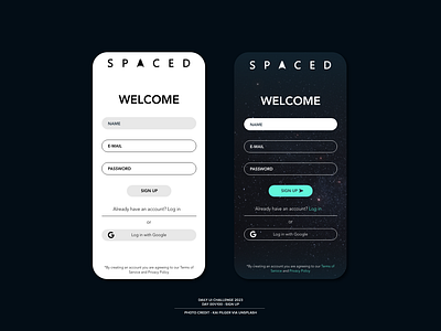 001 - Sign up 001 1 brand branding call to action daily ui dailyui dailyui001 design icon jrdickie logo minimal sign up space spaced ui uidesign uidesigner user interface