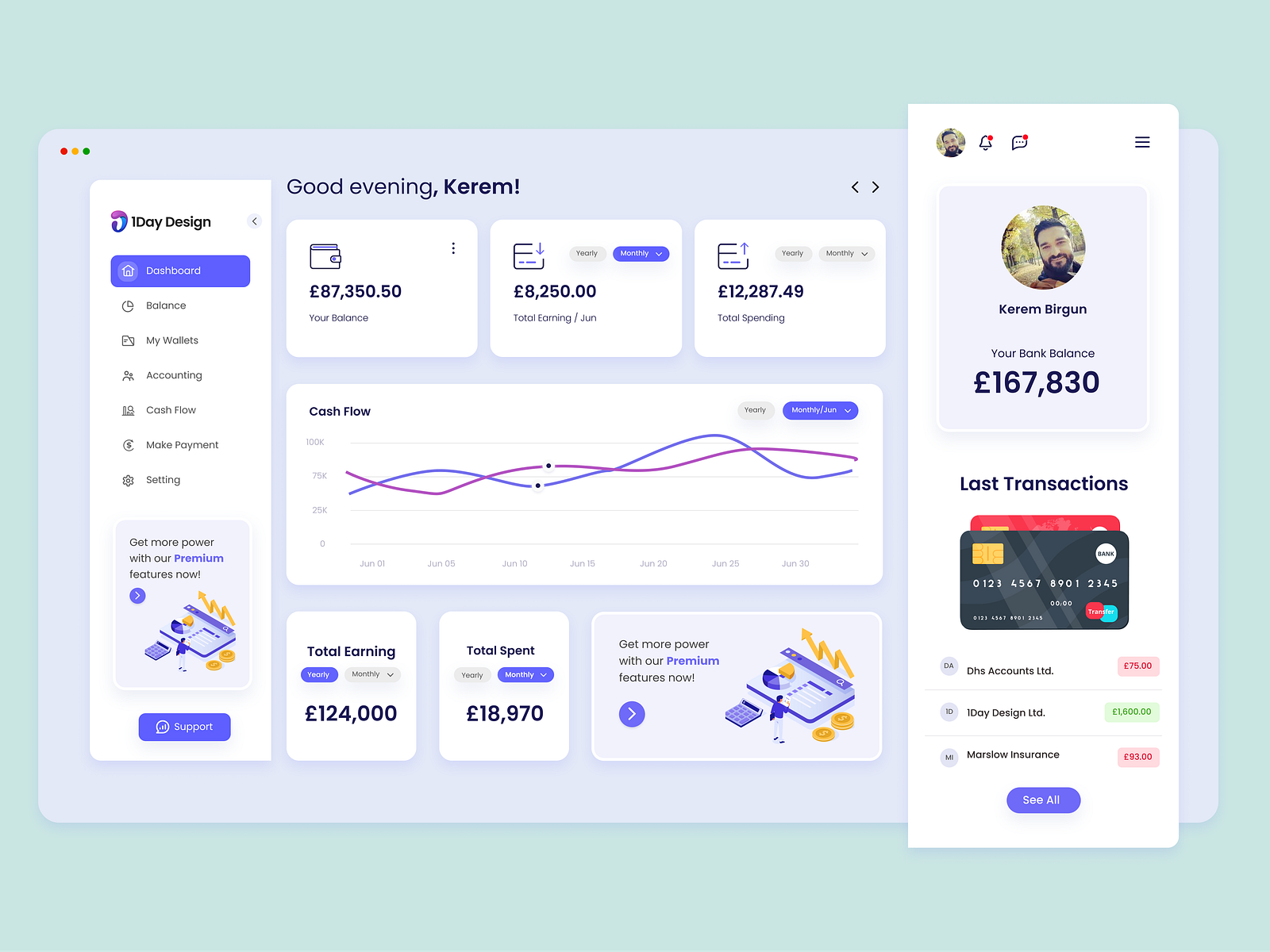 Finance Dashboard by Kerem Birgun on Dribbble