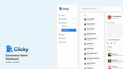 Clicky app dashboard design dream ecommerce features new ui wireframe