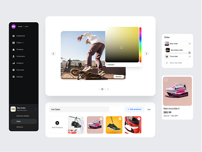 Store Builder - Invastor builder clean color picker components custom customization dashboard ecommerce figma shopify shopping dashboard shopping online store builder ux design