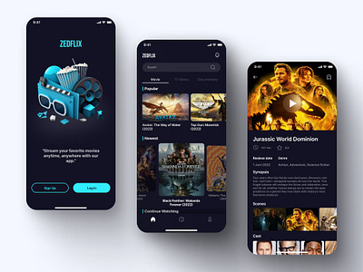 Zedflix - App for Watching Movies darkmode film movie ui