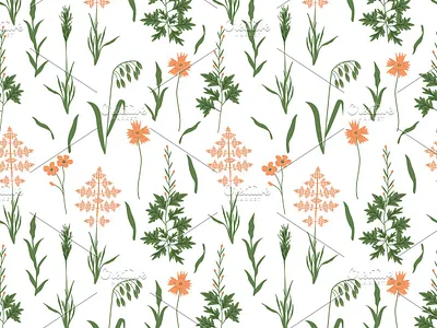 Meadow flowers decorative design floral flower meadow nature pattern seamless simple summer surface design texture