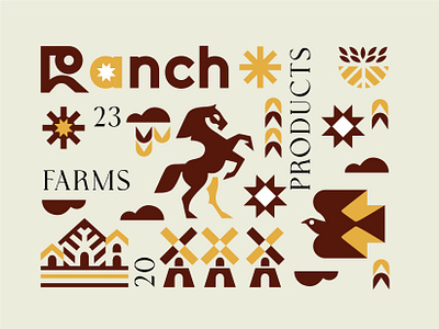 RANCH - 2023 bird branding design farm horse icon identity illustration logo marks product ranch sun symbol ui vector