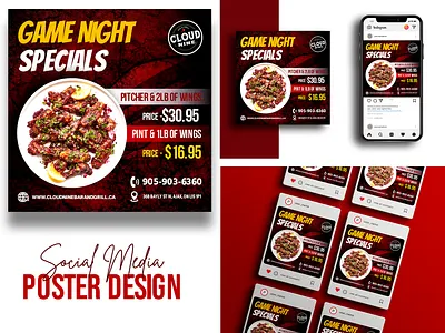 Social media banner ads design animation banner food food banner food posters game night graphics design illustration logo poster social media banner social media poster specia wings design