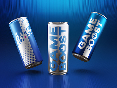 Energy drink can design 3d aluminum can blue brand branding can design drink can energy drink game boost graphic design identity label design lettering logo logotype non alcohol packaging soda tea