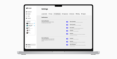 Settings for desktop application app dailyui dashboard design mobile ui ux