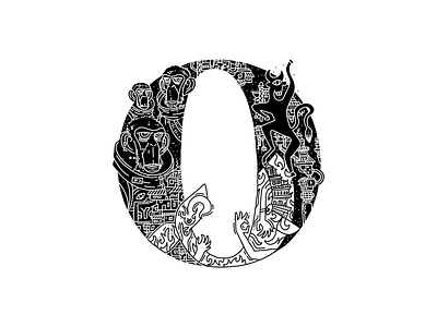 Whalphabet #15 | Letter O | Ocean 36 days of type black white blockchain demon design ethereum graphic design hell illustration lette o lettering monkeys nft o space type typography whale