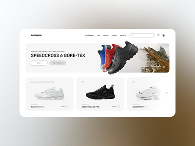 Salomon Sneaker Shop Concept design extreme glass hiking salomon shoes sneakers sports ui ux web
