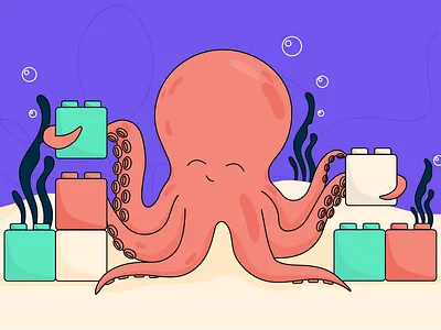 Tech Blog Illustration — Front-end dependency management artwork blog branding design digital illustration esignature figma graphic design illust illustration illustrator octopus tech vector visual identity yousign