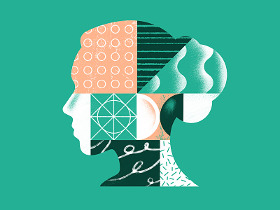 Uppa 2023 brain daniele simonelli dsgn editorial illustration head illustration multitasking pattern texture vector woman