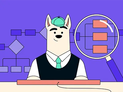 Tech Blog Illustration — Incident management animal artwork blog branding design digital illustration dog electronic signature esignature figma graphic design illust illustration illustrator labrador puppy sherlock tech visual identity yousign