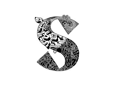 Whalphabet #19 | Letter S | Storm 36 days of type art deco black white blockchain dance design ethereum graphic design illustration letter s lettering mermaid s shadow snake type web3 whale
