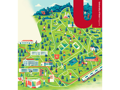 University of Utah Magazine daniele simonelli dsgn editorial illustration illustrated map illustration map texture university utah vector