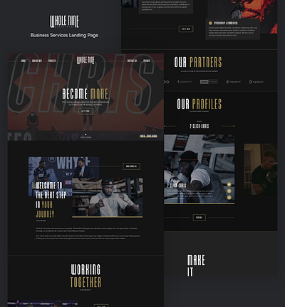 WholeNine ⚫ Business Services Landing Page sports startup ui ux website