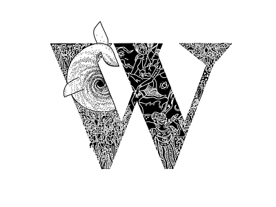 Whalphabet #23 | Letter W | Wild 36 days of type black white blockchain cosmos design ethereum galaxy graphic design illustration ink letter w lettering milky way nft w war web3 whale