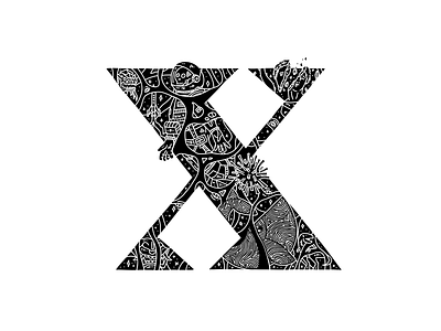 Whalphabet #24 | Letter X | Xenolith 36 days of type black white blockchain cosmonaut cosmos death design ethereum graphic design illustration letter x lettering nft pandemy scream space virus web3 whale x