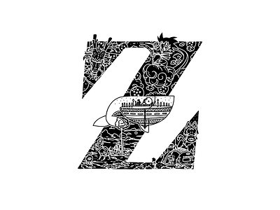 Whalphabet #26 | Letter Z | Zenith 36 days of type akira toryama black white blockchain cloud design dragon ball dragon ball z ethereum graphic design illustration letter z lettering namek nft shenron songoku web3 whale z