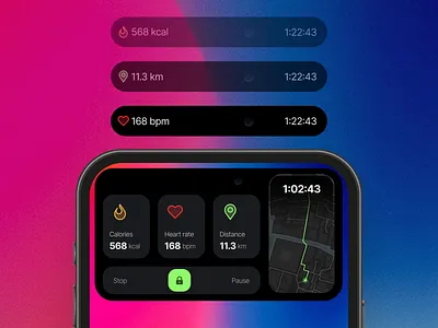 Dynamic island for running tracker app dynamic island interaction design mobile running app u ui