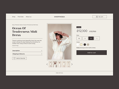 Product page - OVERTHESEA Redesign Concept clean clothes shop design e commerce fashion figma online shop product page shopping shopping cart ui ux uxui design web web design