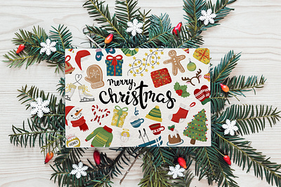 Christmas postcard decorative graphic design
