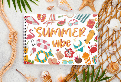 Summer postcard doodle graphic design vacation