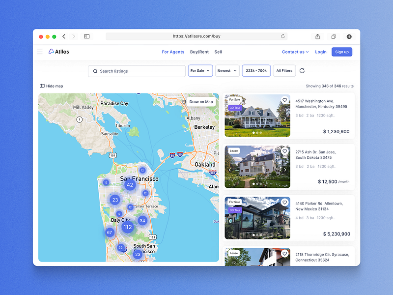 Atllas' listings page design dailyui design listings product design real estate ui uidesign uidesigner uiux ux uxdesign