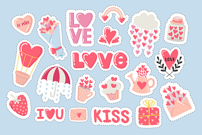 love stickers delicate doodle